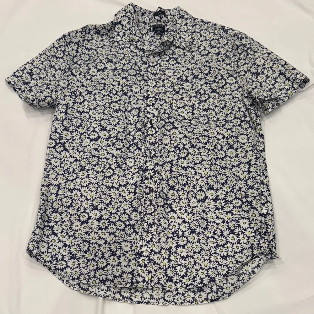 J. Crew Navy and White Floral Men's Shirt